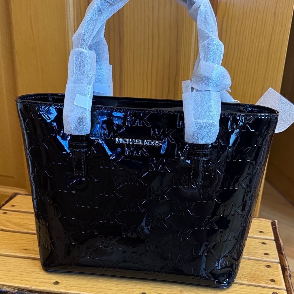 Michael Kors Shiny Black Small Tote Bag
